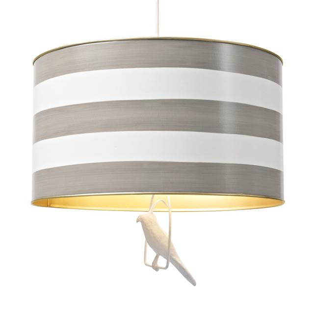 Tin Hanging Lamp In Gray Stripe - Gray Stripe