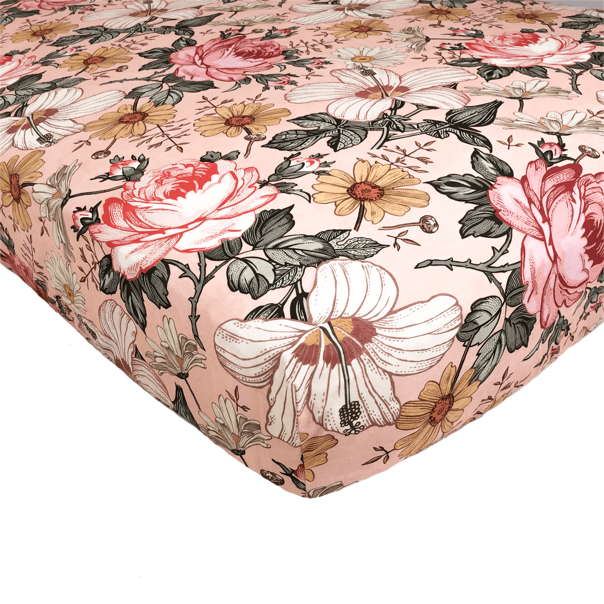 Garden Floral Crib Sheet - Rose Pink