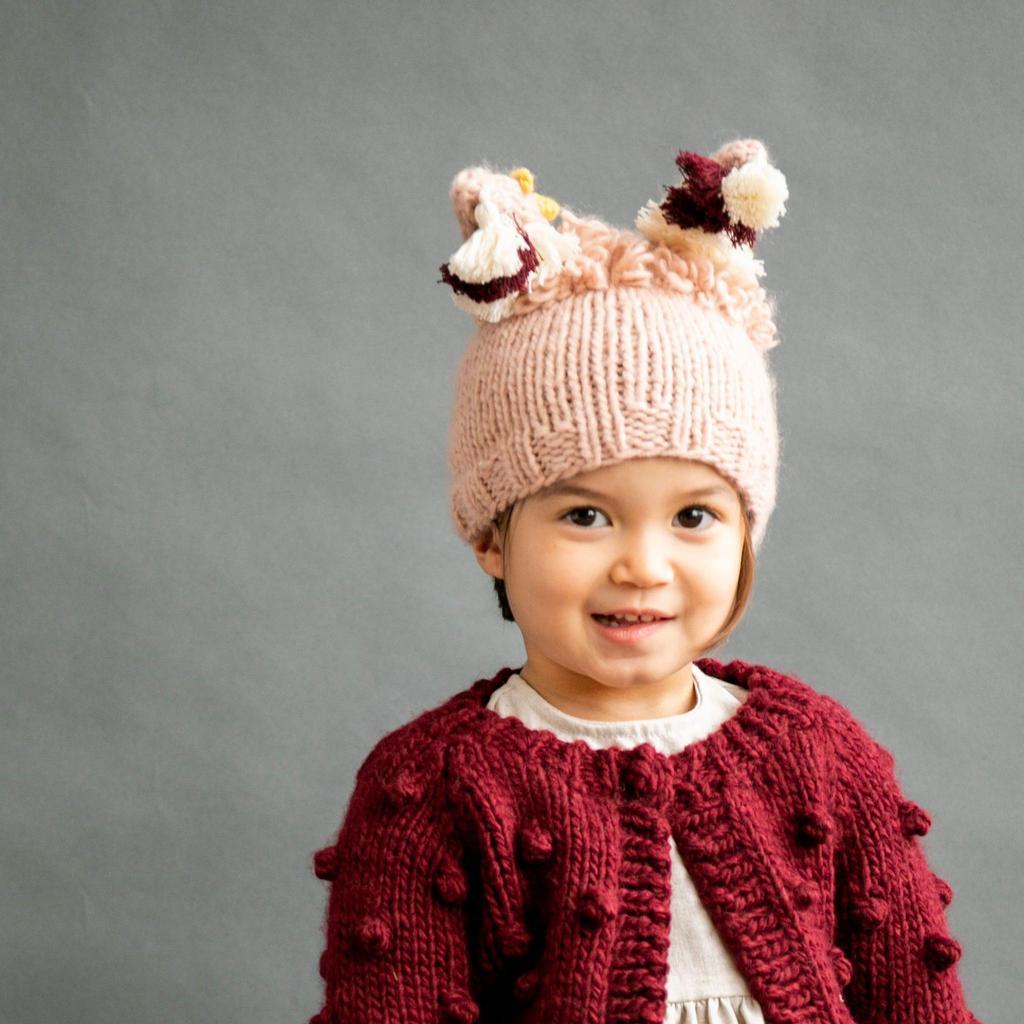 Pink Llama Knit Hat - Small