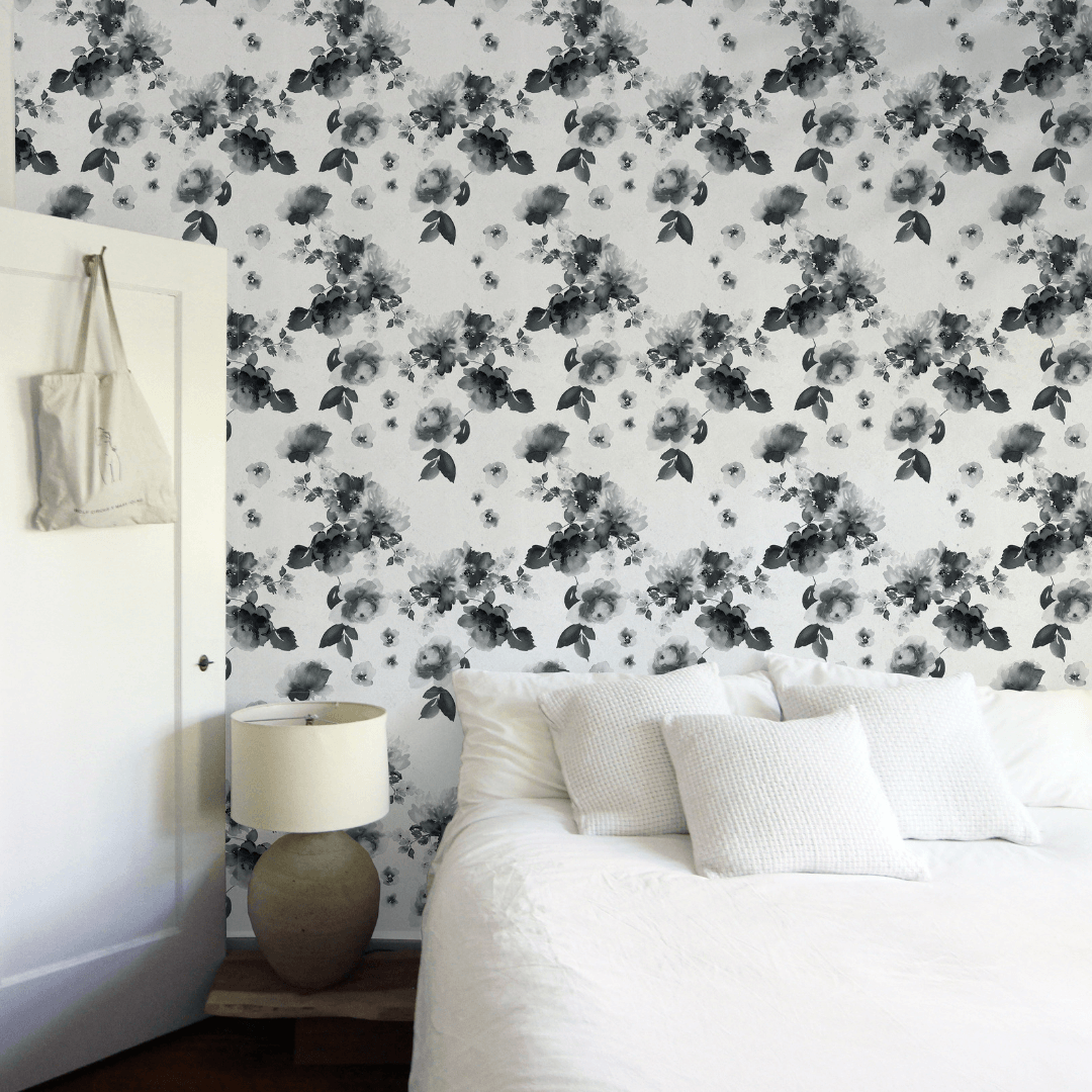 Marigold Wallpaper - Black + White - Double Roll - 46" X 8ft