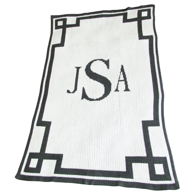 Monogram And Scroll Blanket - Stroller / Acrylic