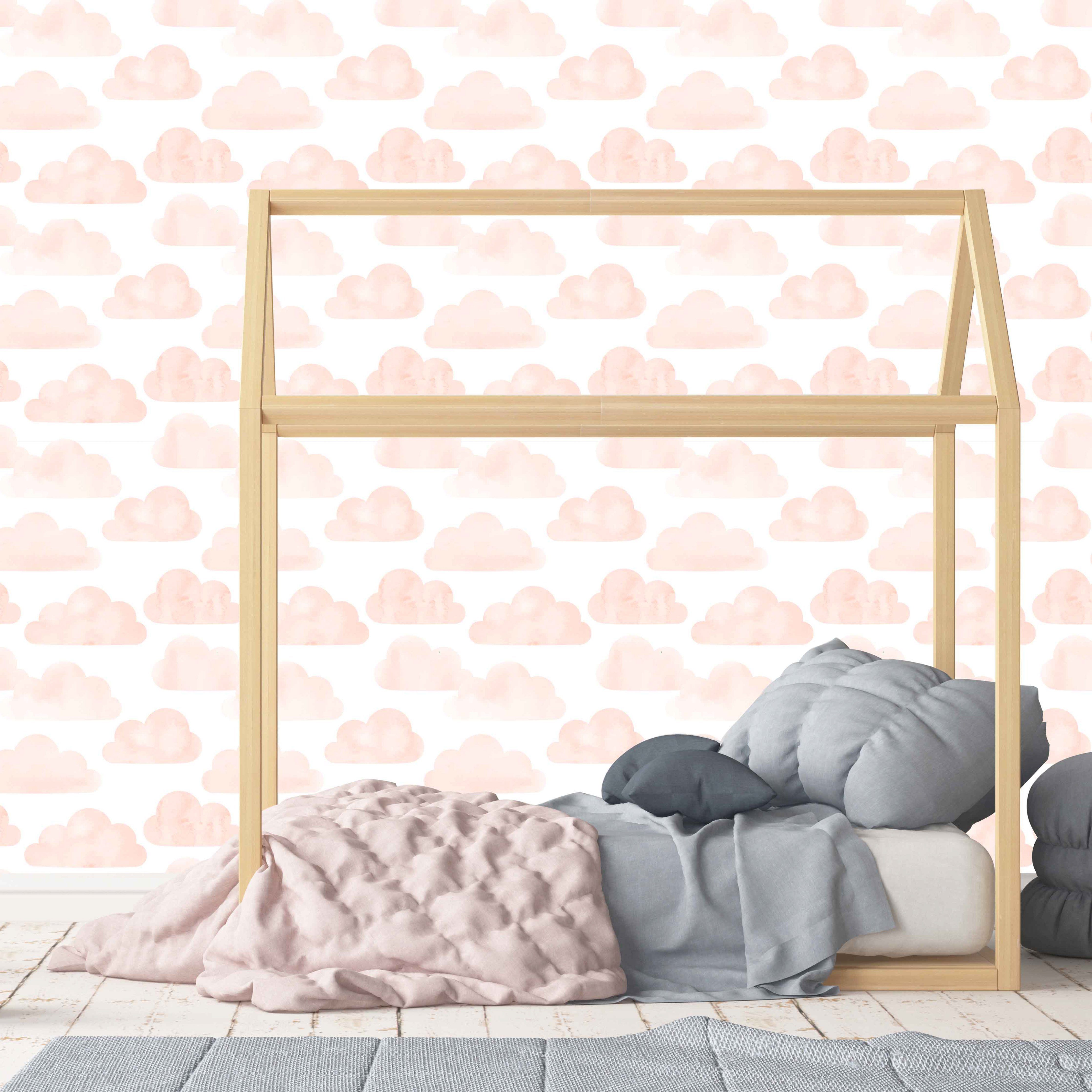 Skylar Pink Clouds Wallpaper Cloud Wallpaper For Nursery