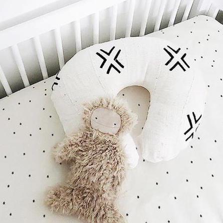 Mud Cloth Nursing Pillow Cover - White + Black