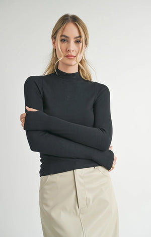 Basic B Mock Neck Longsleeve - Looks By Lopez