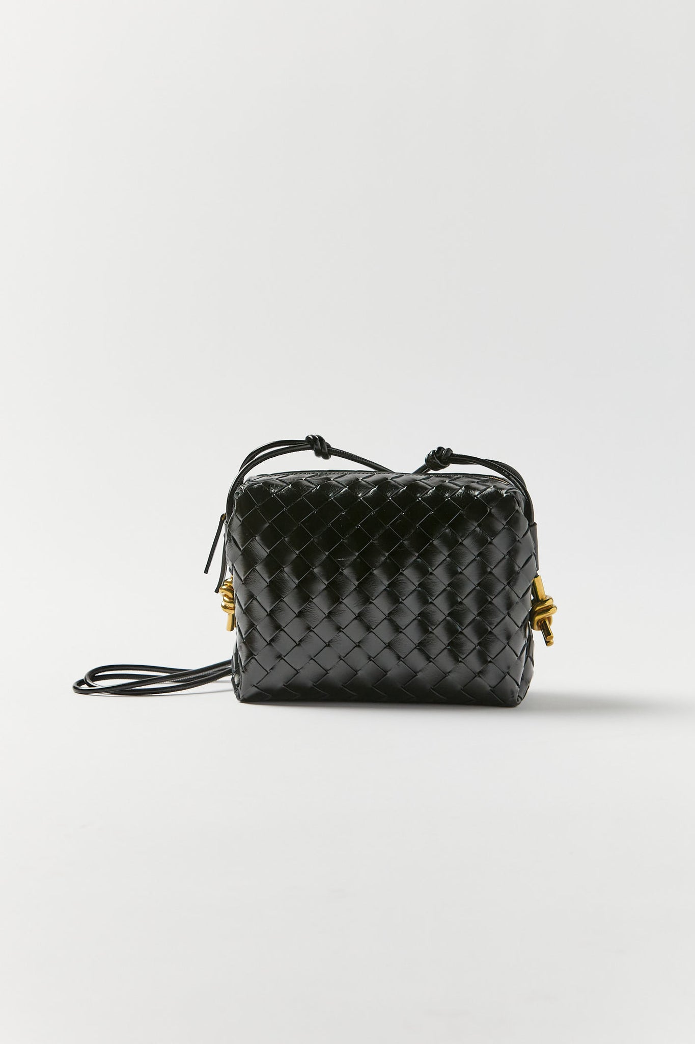 Small Loop Camera Bag in black and gold - Bottega Veneta