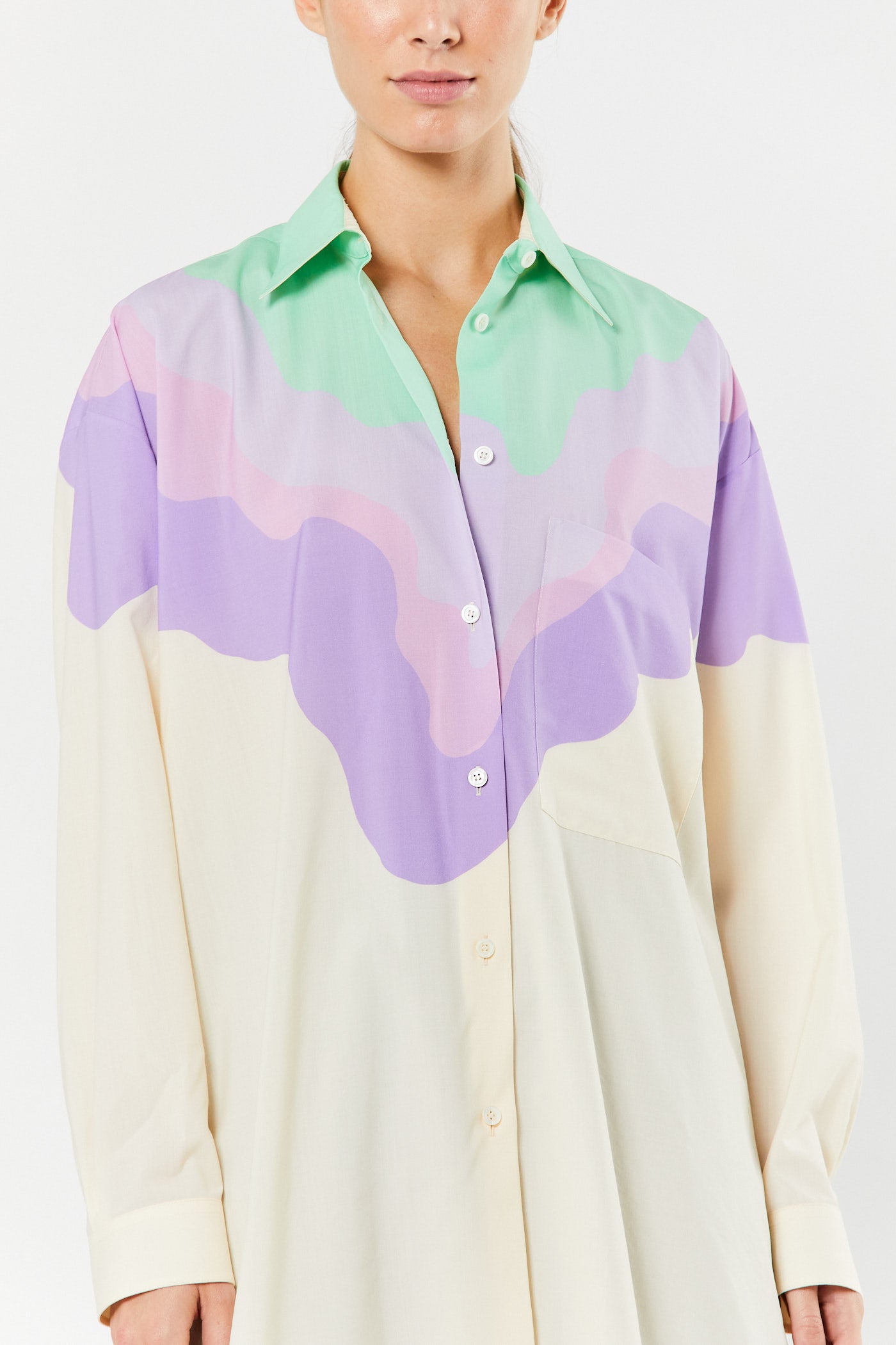 White Printed Gradient Shirt