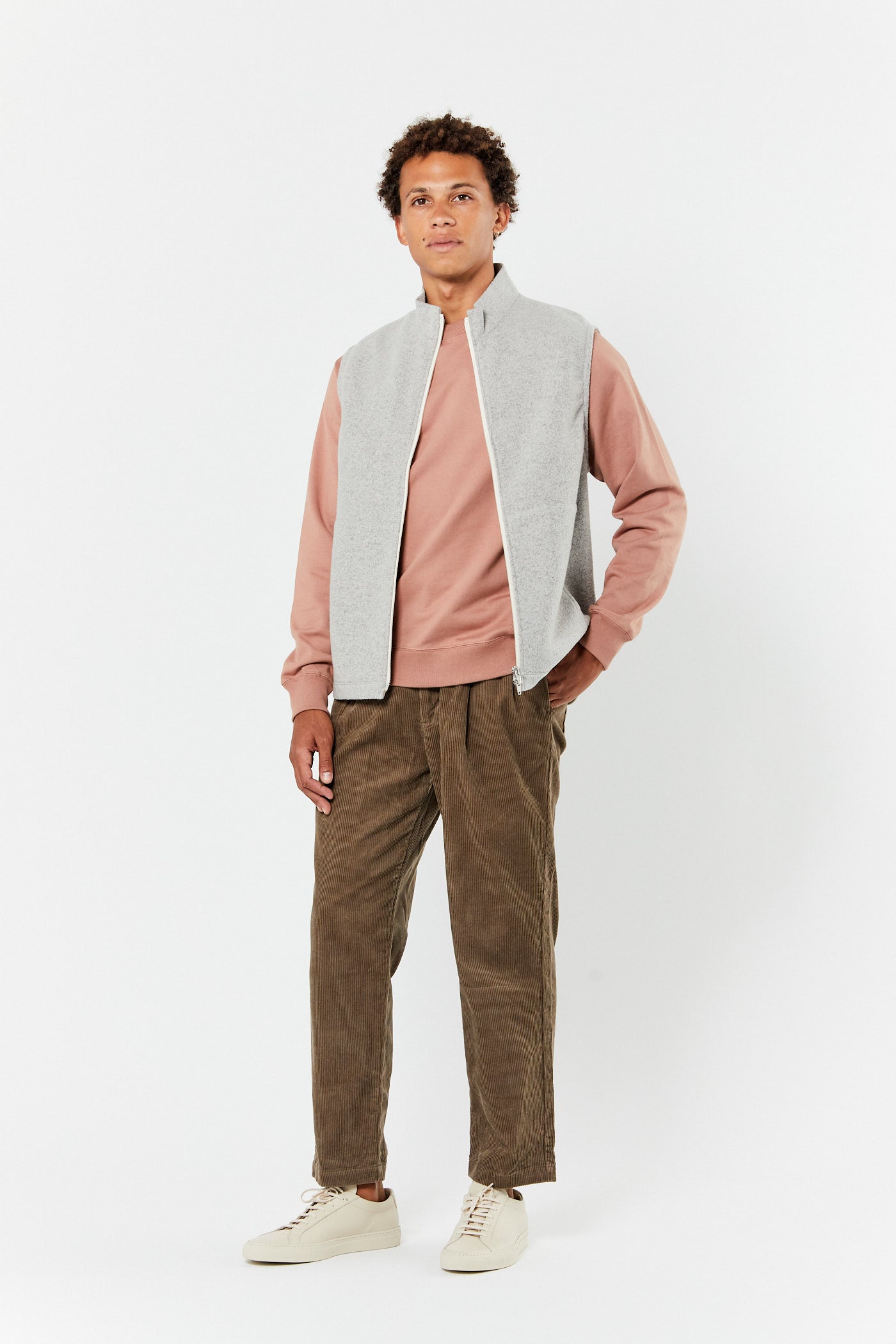 Greige Corduroy 2 Tuck Pant