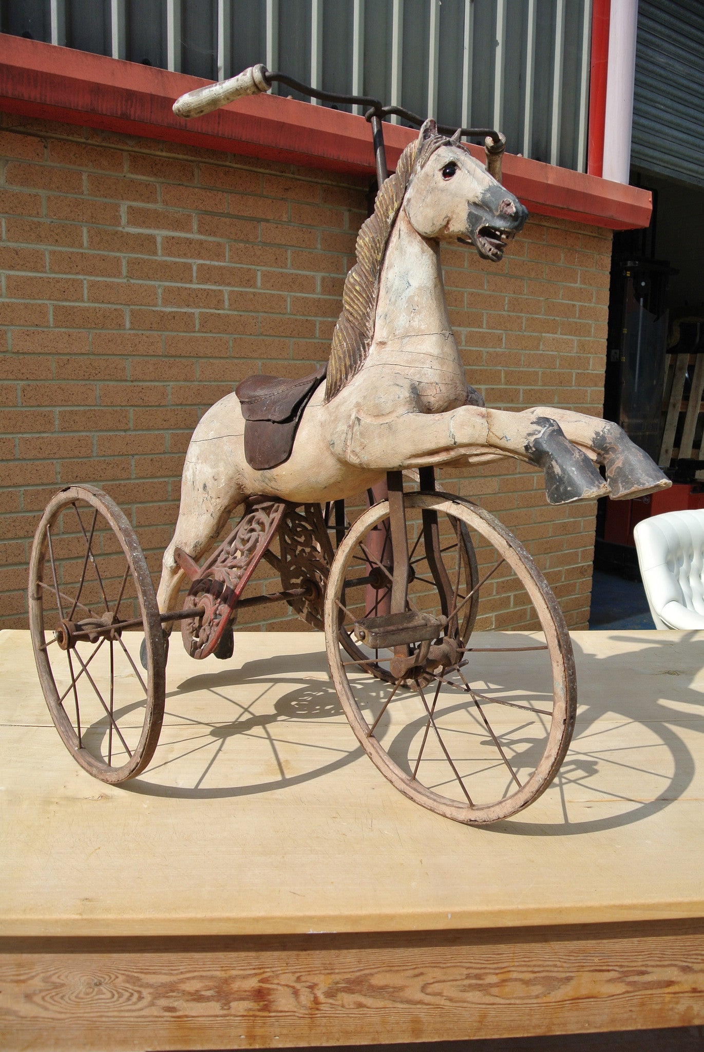 antique wooden horse tricycle