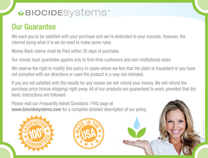 biocide systems guarantee card