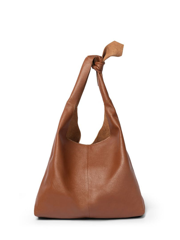 KNOT BAG - LEATHER TOP HANDLE BAG in brown