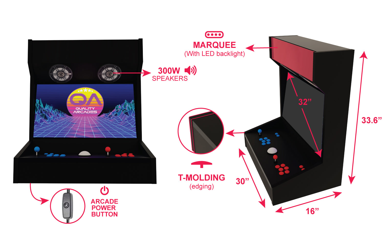 wall-mounted arcade machine bar top specs