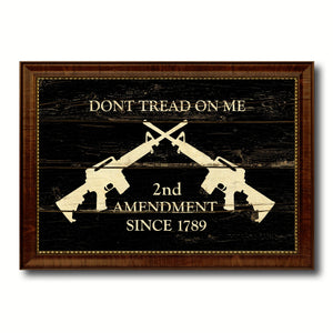 2nd Amendment Dont Tread On Me M4 Rifle Military Vintage Flag Brown Picture Frame Gifts Ideas Home Decor Wall Art