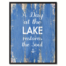 Load image into Gallery viewer, A Day At The Lake Restores The Soul Saying Canvas Print, Black Picture Frame Home Decor Wall Art Gifts
