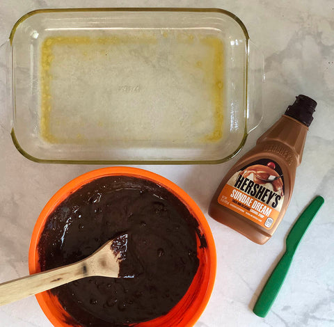 Brownies with caramel drizzle