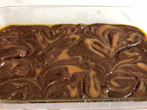 Brownies with caramel drizzle