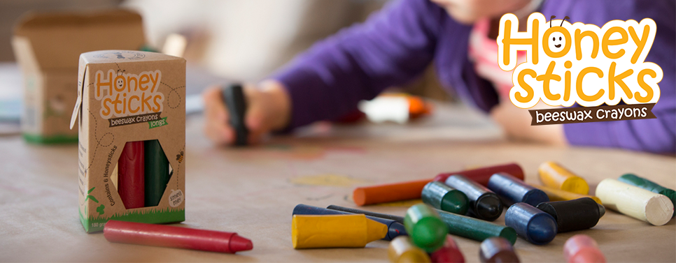 HONEYSTICKS Crayons純天然蜂蠟無毒蠟筆- 幼童適用胖長款(共6色