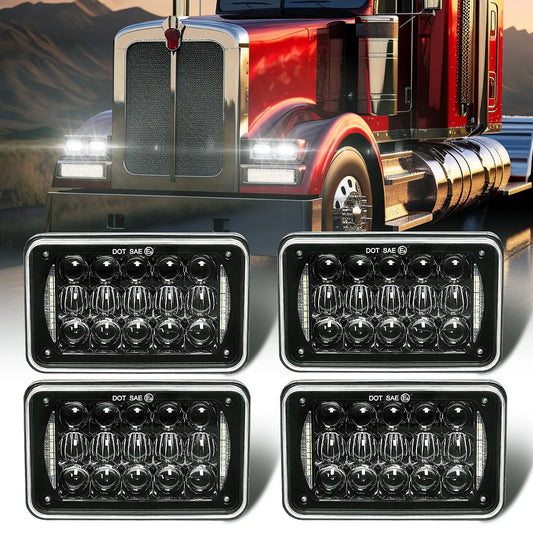 60w 4x6 inch LED Headlights Rectangular Replacement H4651 H4652