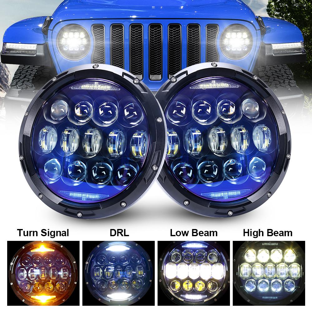 7 Inch 130 W Blue Mirror LED Headlights W/ DRL Turn Signal for Jeep JK –  loyolight