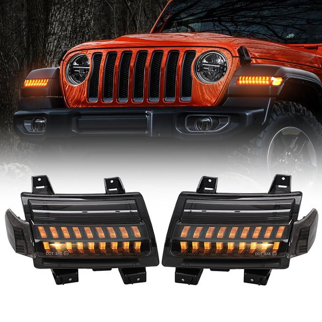 Jeep JL LED Fender Lights Front Turn Signal DRL for 2018+ – loyolight