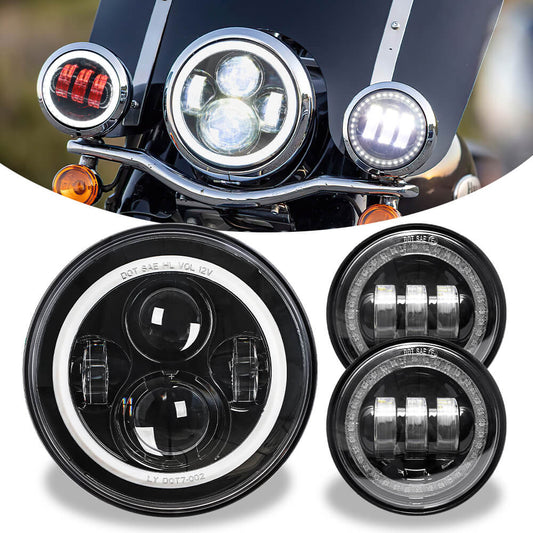 Harley Davidson Headlights and Fog Lights Set - LED Motorcycle LED Light –  loyolight