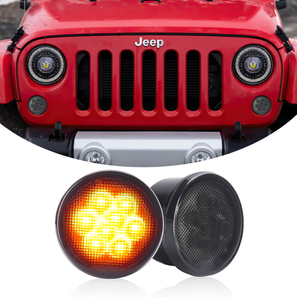 LED Turn Signal Lights Amber LED Front Grill Indicator Parking Lights for Wrangler  JK JKU 2007-2017 – loyolight