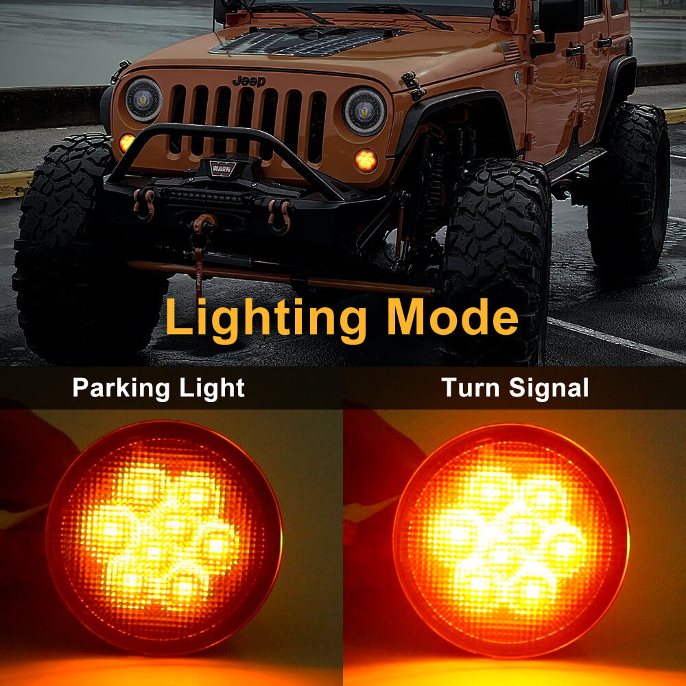 LED Turn Signal Lights Amber LED Front Grill Indicator Parking Lights for Wrangler  JK JKU 2007-2017 – loyolight