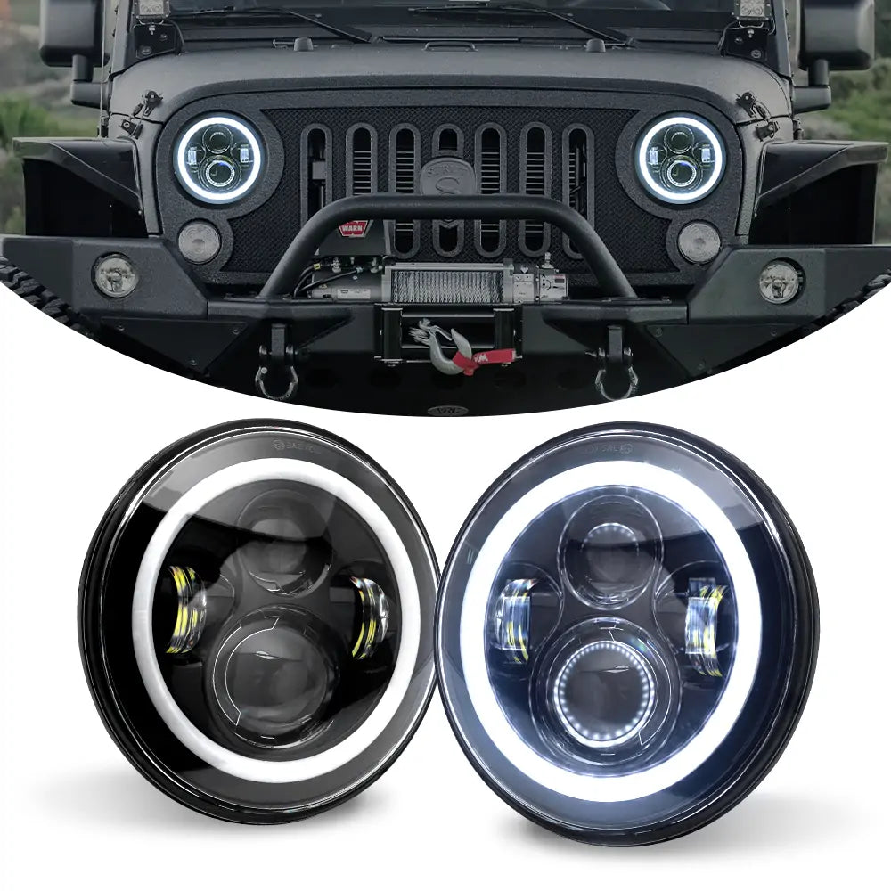 Jeep Wrangler LED Halo Headlights Withe Angel Eye | LOYO LED Light –  loyolight
