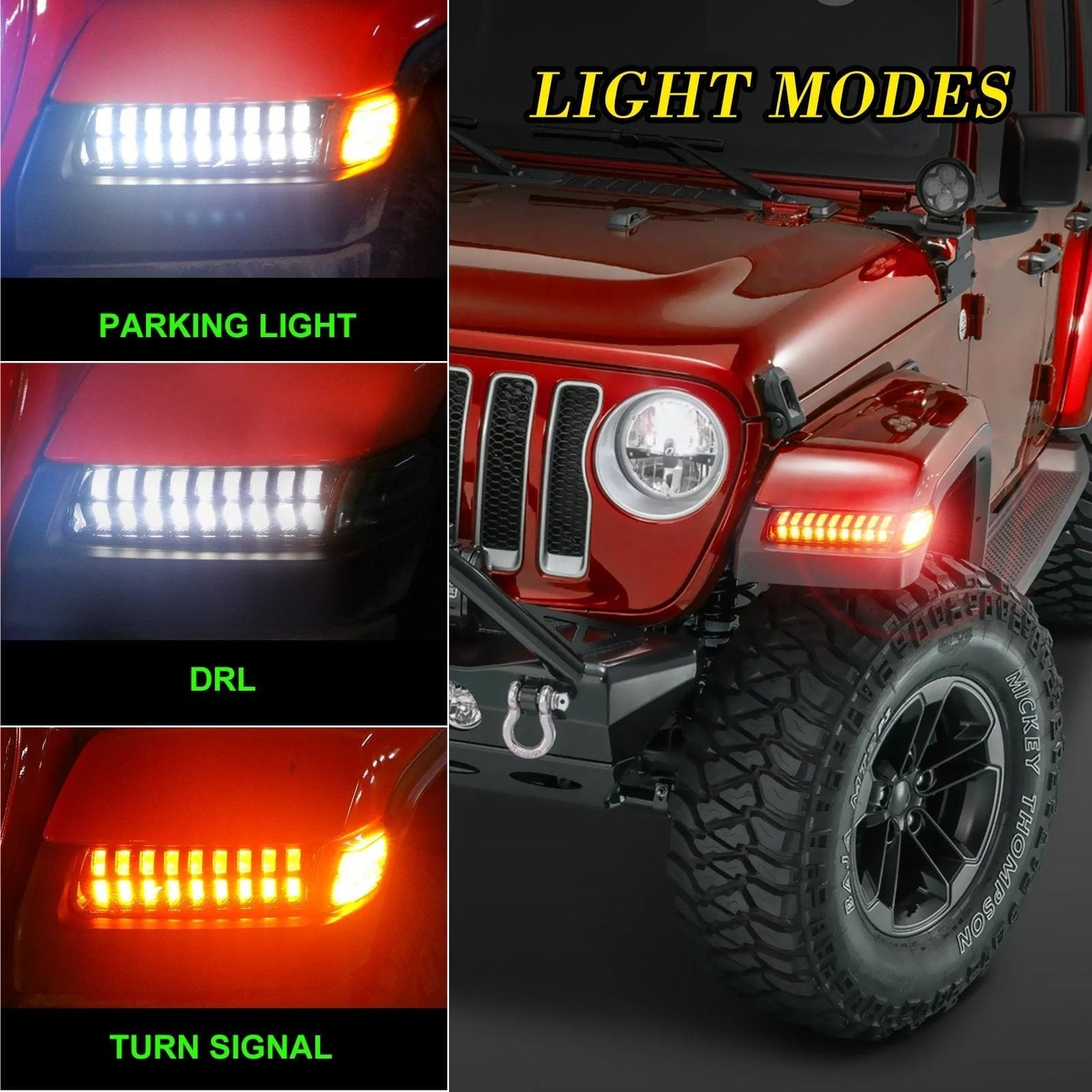 Jeep JL LED Fender Lights Front Turn Signal DRL for 2018+ – loyolight