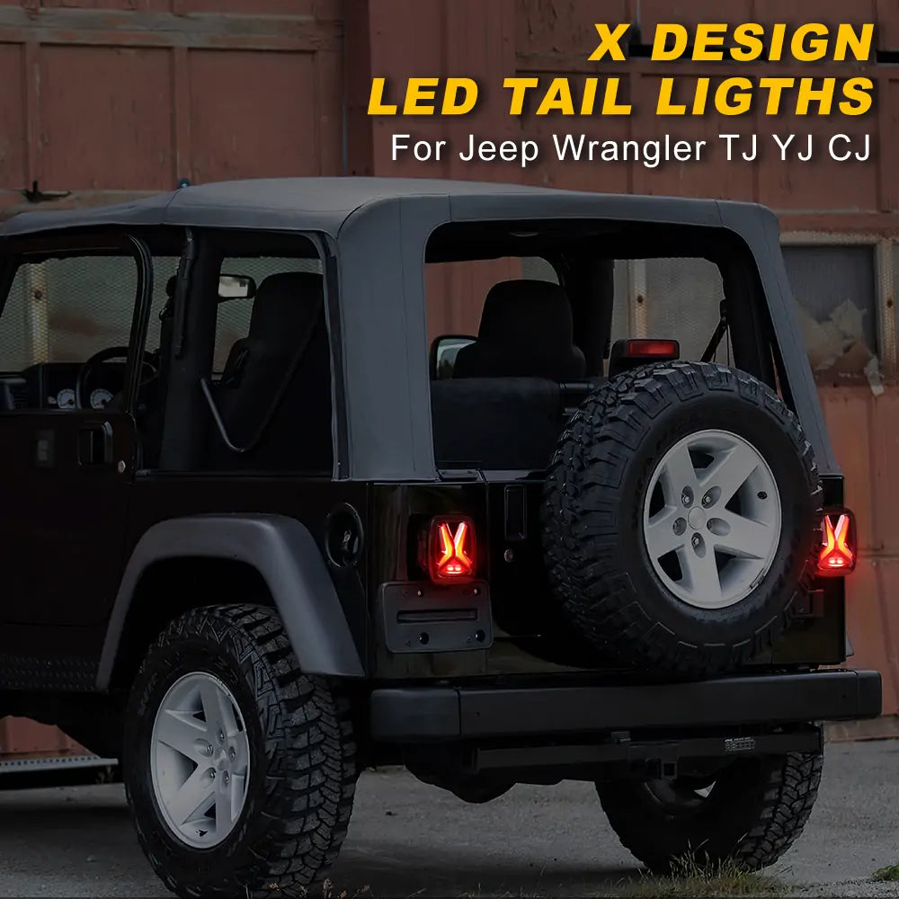 Newest Design - X Shaped LED Tail Lights Kit for Jeep Wrangler TJ YJ CJ -  LOYO – loyolight