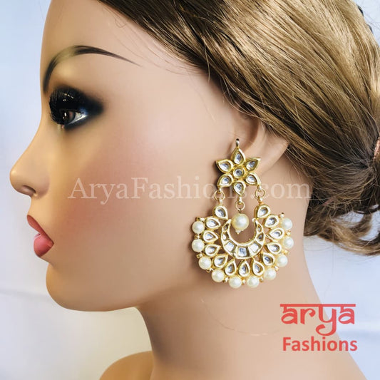 Indian Bollywood Style Gray Grey Kundan CZ Chandbali Earrings Tikka Jewelry  Set | eBay