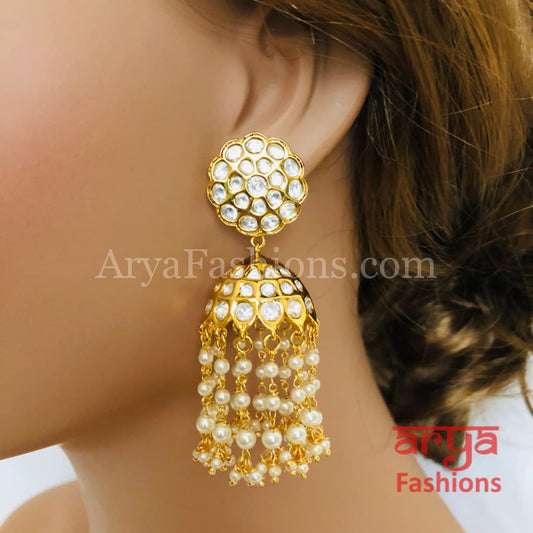 Buy Red Kundan Feroza Drop Jhumki Earrings for Women Online at Ajnaa Jewels  | 449480