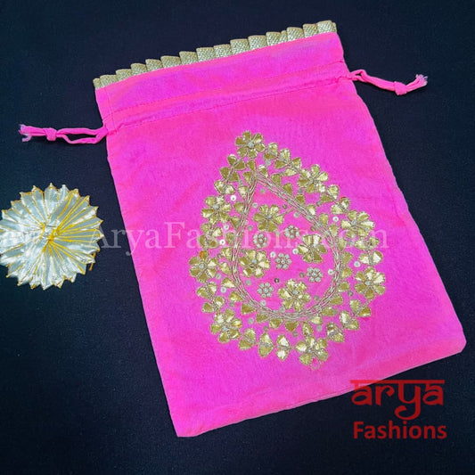 Buy Ole Fashion Beautiful Embroidered Traditional Bandhni Kathyawadi Style Clutch  Bag for Girls Women Hand Bag (Pink) at