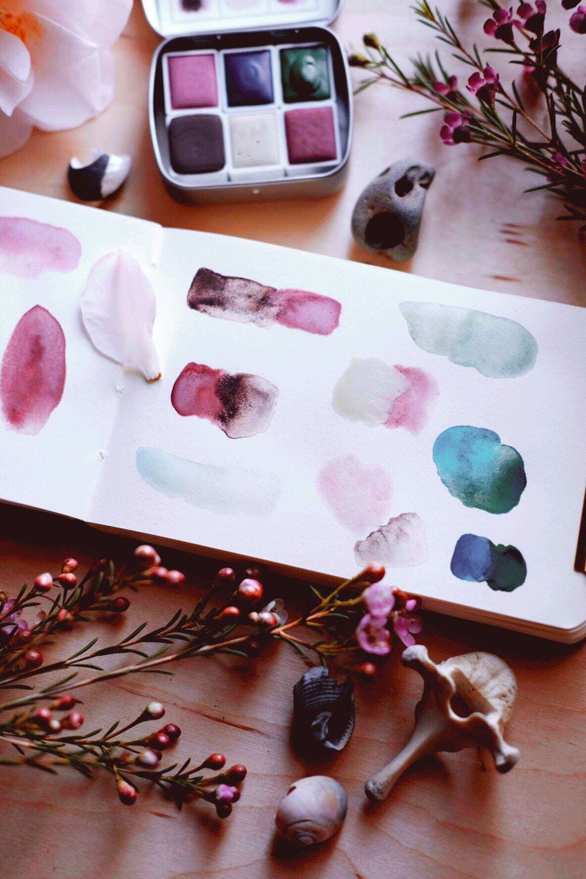 RESERVE for Billie + Seashell Floret - Limited edition Gemstone Mineral watercolor palette
