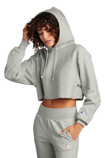 Champion ® Women's Reverse Weave ® Cropped Cut-Off Hooded Sweatshirt –  Greek Divine and More