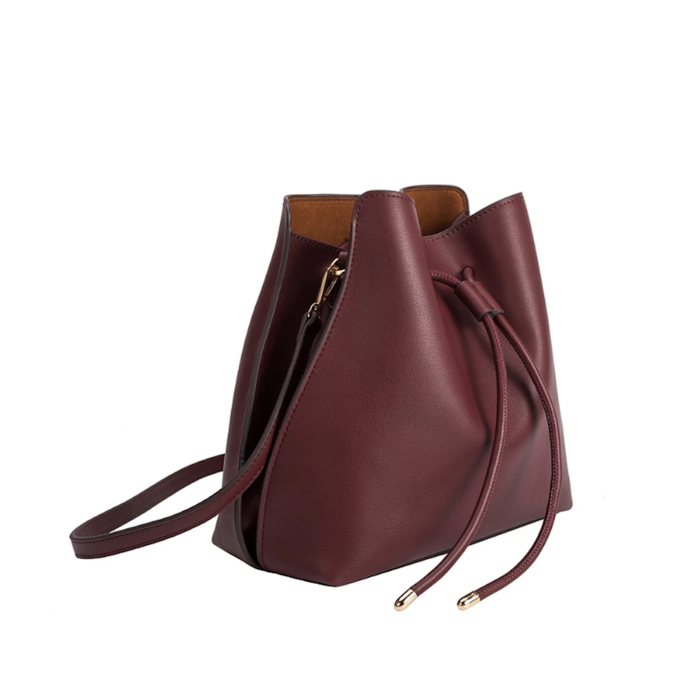 LEIA VEGAN SHOULDER BAG - BURGUNDY