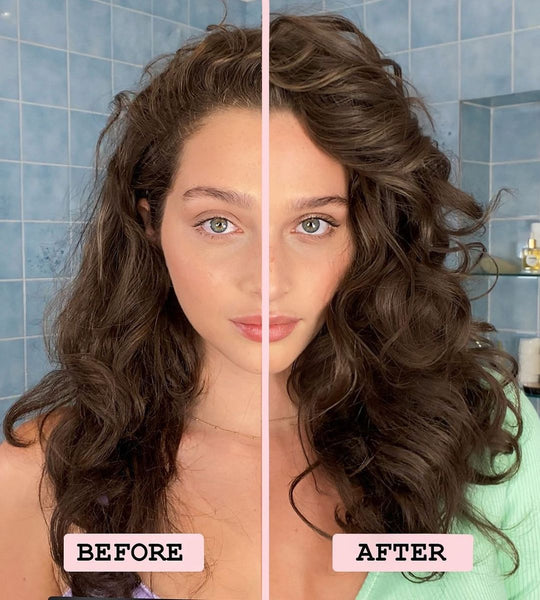 Natural curls before and after