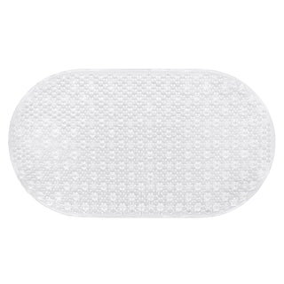 J&V Textiles 15 x 27 Non Skid Oval Bubble Bath Mat - Grey