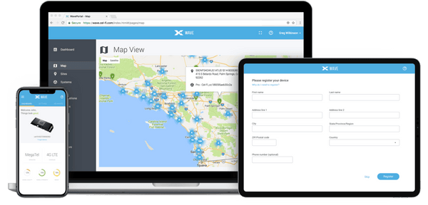 Cel-Fi Wave Portal Desktop, Mobile, and Tablet Views