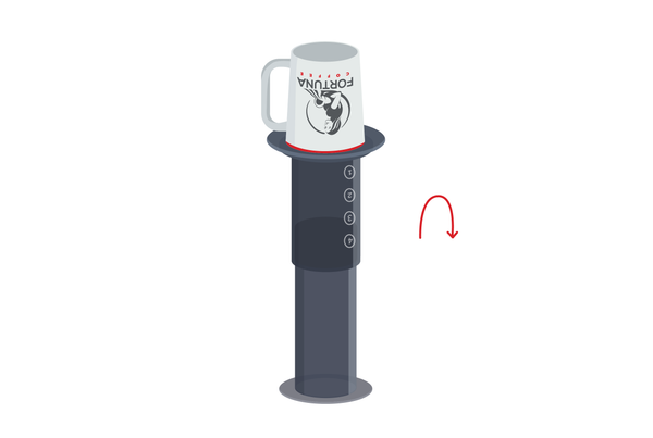 image indicating to flip aeropress and cup upside down