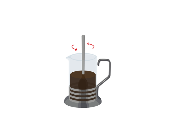 spoon stirring coffee in a French press