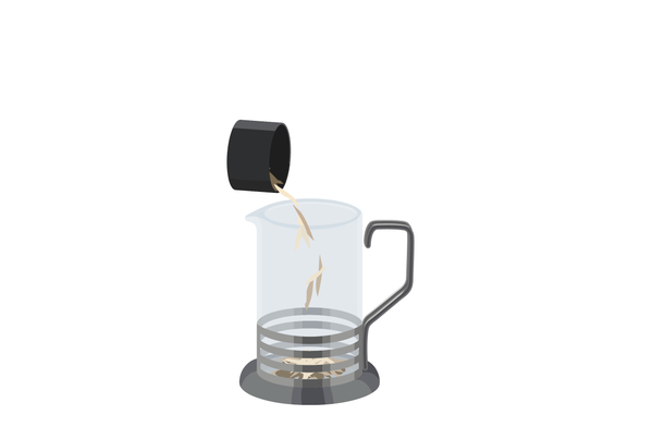 Pouring tea leaves into a French press