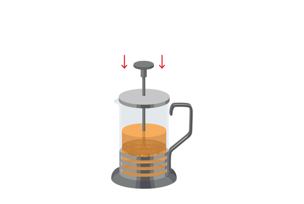 image indicating to press down plunger into the french press