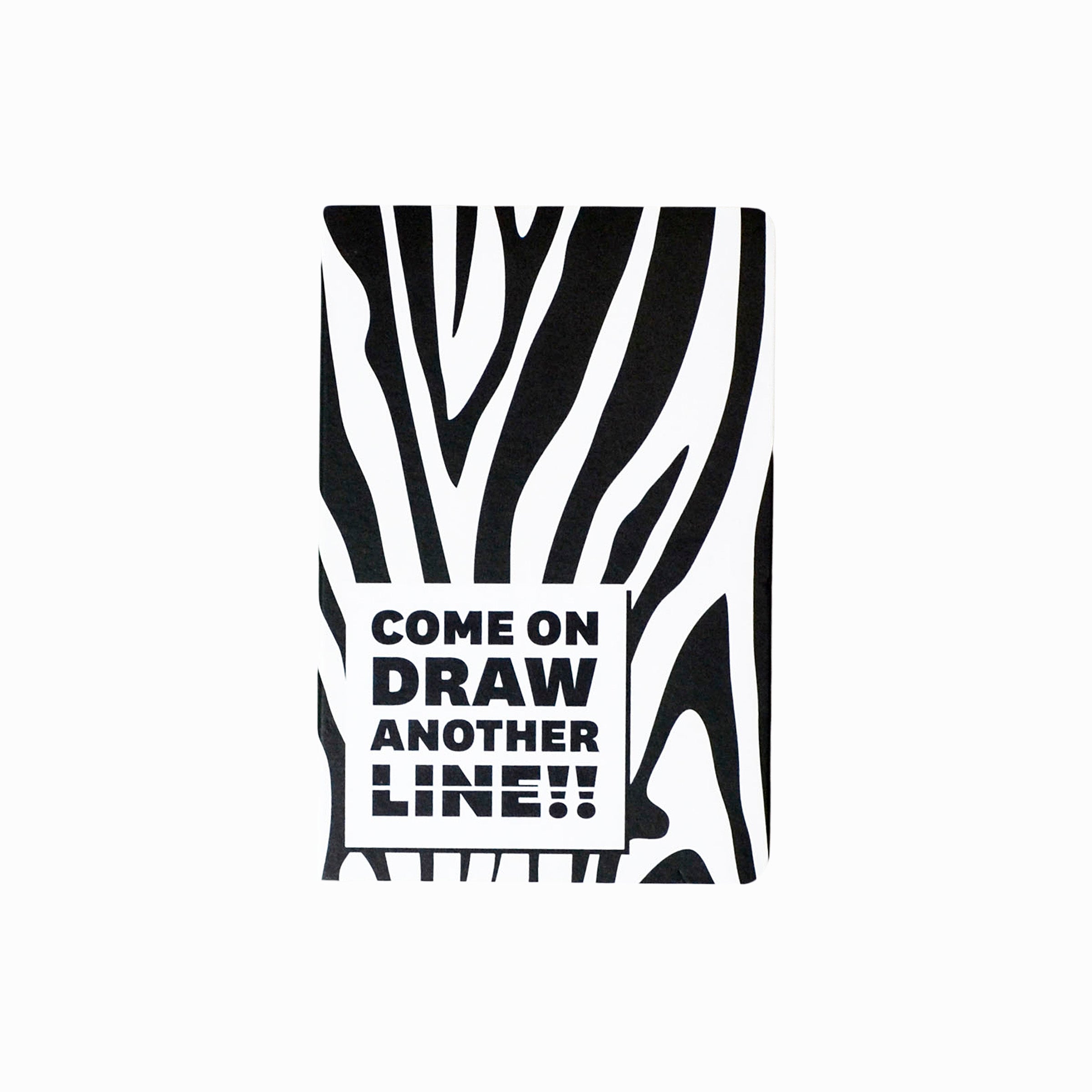 Agenda A5 nedatata cu mesaj Come On Draw Another Line, cu motiv Zebra