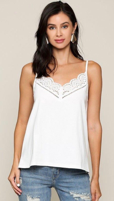 Eyelet Lace Cami White | The Rock Box Store