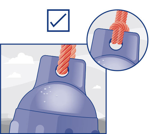 Boat fender line attachment example, demonstrating proper fender line thickness