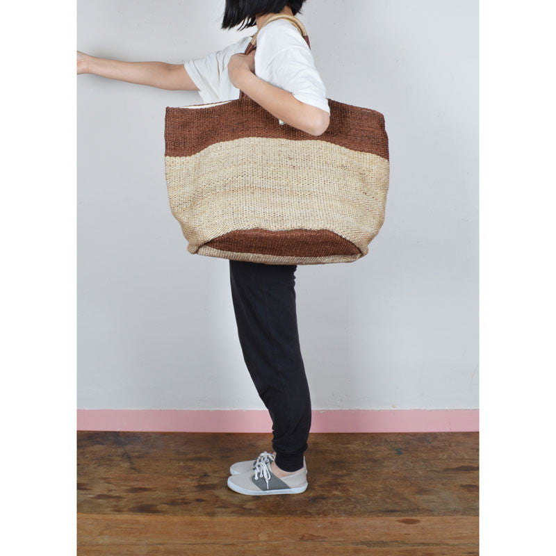 Colour Block Handwoven Jute Bucket Tote Bag Fair Trade Product – Onagono