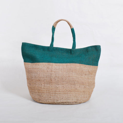 Colour Block Handwoven Jute Bucket Tote Bag Fair Trade Product – Onagono