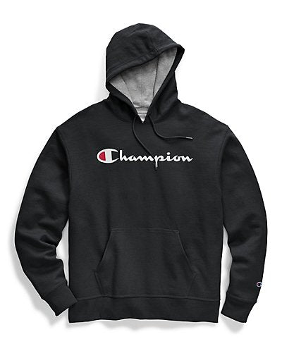 champion men's script logo powerblend hoodie