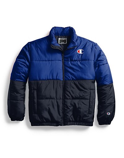 champion puffer jacket blue