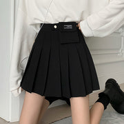 High waist pleated a-line short skirt